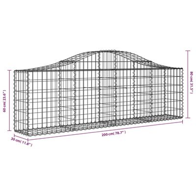 vidaXL 9 db íves horganyzott vas gabion kosár 200x30x60/80 cm