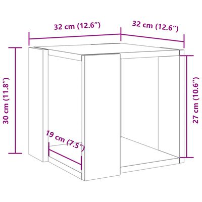 vidaXL fehér szerelt fa dohányzóasztal 32 x 32 x 30 cm