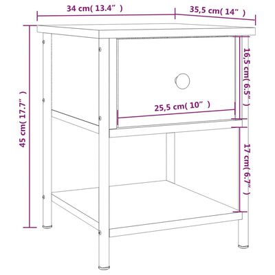 vidaXL barna tölgy színű szerelt fa éjjeliszekrény 34 x 35,5 x 45 cm