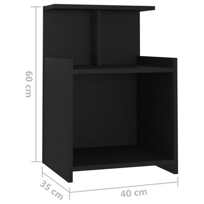 vidaXL 2 db fekete szerelt fa éjjeliszekrény 40 x 35 x 60 cm