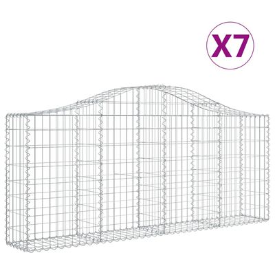 vidaXL 7 db íves horganyzott vas gabion kosár 200x30x80/100 cm