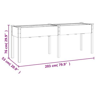 vidaXL tömör fenyőfa kerti ültetőláda béléssel 203x53x76 cm