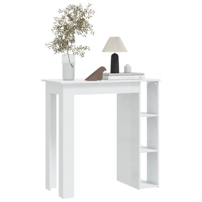 vidaXL magasfényű fehér szerelt fa bárasztal polccal 102x50x103,5 cm