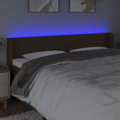 vidaXL sötétbarna szövet LED-es fejtámla 183 x 16 x 78/88 cm