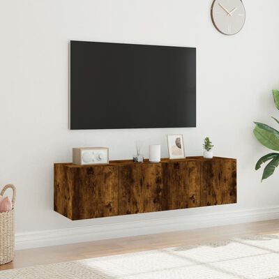 vidaXL 2 db füstös tölgy fali TV-szekrény LED-ekkel 60x35x31 cm