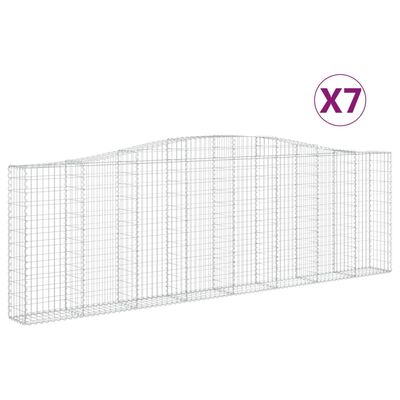 vidaXL 7 db íves horganyzott vas gabion kosár 400x30x120/140 cm