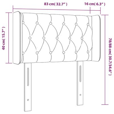 vidaXL sötétszürke bársony fejtámla szárnyakkal 83x16x78/88 cm