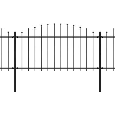 vidaXL fekete lándzsahegy tetejű acélkerítés (1,25-1,5) x 1,7 m