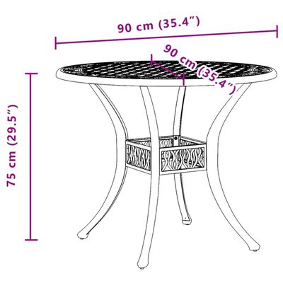 vidaXL bronzszínű öntött alumínium kerti asztal Ø90x75 cm