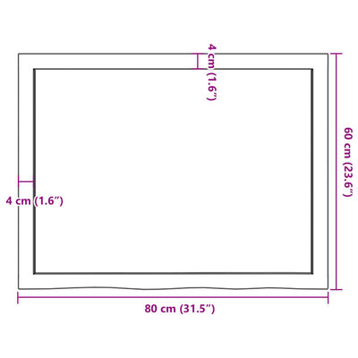 vidaXL világosbarna kezelt tömör fa fürdőszobai pult 80x60x(2-4) cm