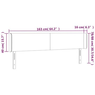 vidaXL fehér műbőr LED-es fejtámla 163x16x78/88 cm