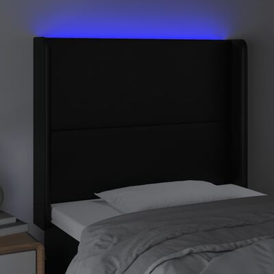 vidaXL fekete műbőr LED-es fejtámla 83x16x118/128 cm