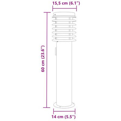 vidaXL ezüstszínű rozsdamentes acél kültéri állólámpa aljzattal 60 cm