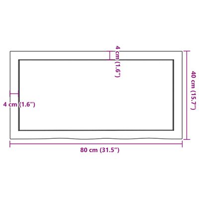 vidaXL kezeletlen tömör tölgyfa asztallap 80x40x(2-4) cm