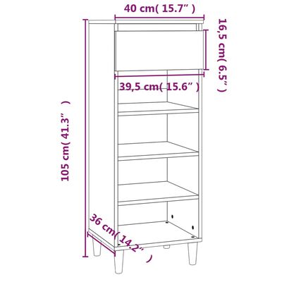 vidaXL sonoma tölgy színű szerelt fa cipőszekrény 40x36x105 cm