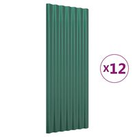 vidaXL 12 db zöld porszórt acél tetőpanel 100 x 36 cm