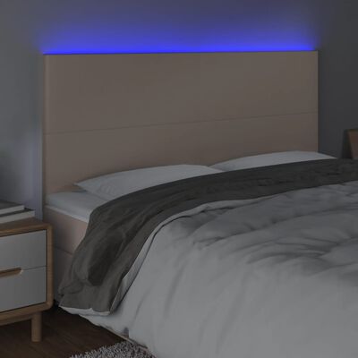 vidaXL cappuccino műbőr LED-es fejtámla 160x5x118/128 cm