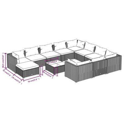 vidaXL 12 részes szürke polyrattan kerti ülőgarnitúra párnákkal