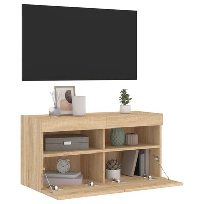 vidaXL sonoma tölgy színű fali TV-szekrény LED-ekkel 80x30x40 cm