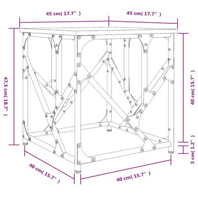 vidaXL füstös tölgy színű fatermék dohányzóasztal 45x45x47,5 cm