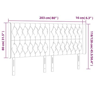 vidaXL rózsaszín bársony LED-es fejtámla 203x16x118/128 cm