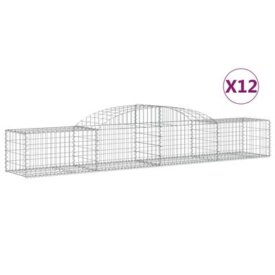 vidaXL 12 db íves horganyzott vas gabion kosár 300x50x40/60 cm