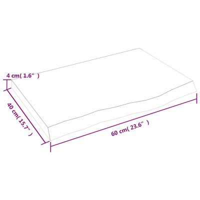 vidaXL sötétbarna kezelt tömör tölgyfa asztallap 60x40x(2-4) cm