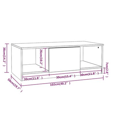 vidaXL magasfényű fehér szerelt fa dohányzóasztal 102 x 50 x 36 cm