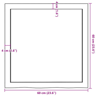 vidaXL kezeletlen tömör fa fürdőszobai pult 60x60x(2-4) cm