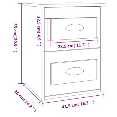 vidaXL 2db füstös tölgy színű fali éjjeliszekrény 41,5x36x53 cm