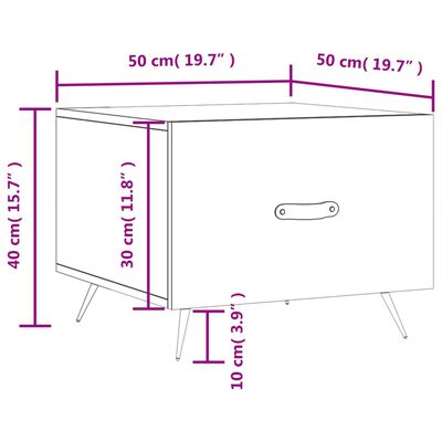 vidaXL 2 db magasfényű fehér szerelt fa dohányzóasztal 50 x 50 x 40 cm