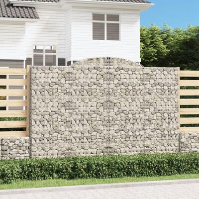 vidaXL 4 db íves horganyzott vas gabion kosár 300x50x200/220 cm