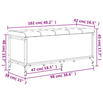 vidaXL sonoma tölgy színű szerelt fa tárolópad 102 x 42 x 45 cm