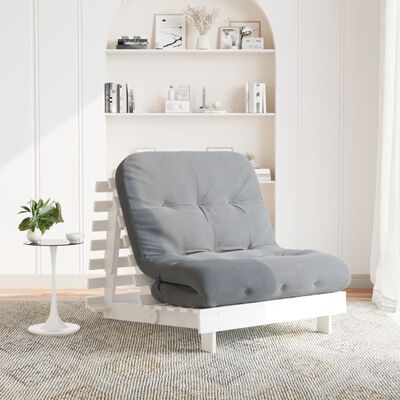 vidaXL fehér tömör fenyőfa futon kanapéágy matraccal 90 x 206 x 11 cm