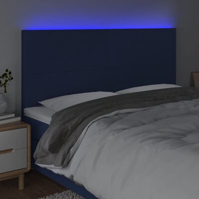 vidaXL kék szövet LED-es fejtámla 180x5x118/128 cm