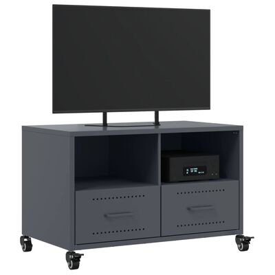 vidaXL antracitszürke hidegen hengerelt acél TV-szekrény 68x39x43,5 cm