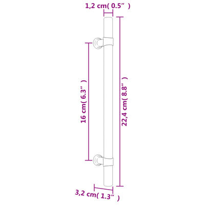 vidaXL 20 db fekete rozsdamentes acél szekrényfogantyú 160 mm