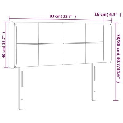 vidaXL fekete szövet LED-es fejtámla 83 x 16 x 78/88 cm