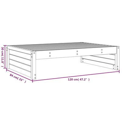 vidaXL szürke tömör fenyőfa kerti lábzsámoly párnával 120x80 cm