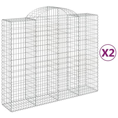 vidaXL 2 db íves horganyzott vas gabion kosár 200x50x160/180 cm