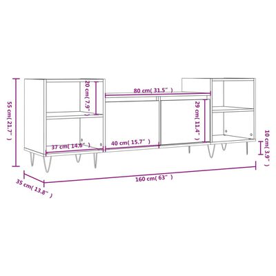 vidaXL szürke sonoma színű szerelt fa TV-szekrény 160x35x55 cm