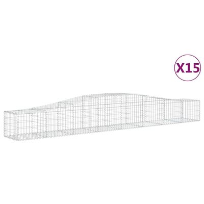 vidaXL 15 db íves horganyzott vas gabion kosár 400x50x40/60 cm