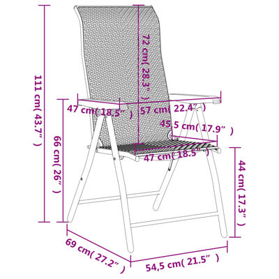 vidaXL 2 db szürke polyrattan összecsukható kerti szék