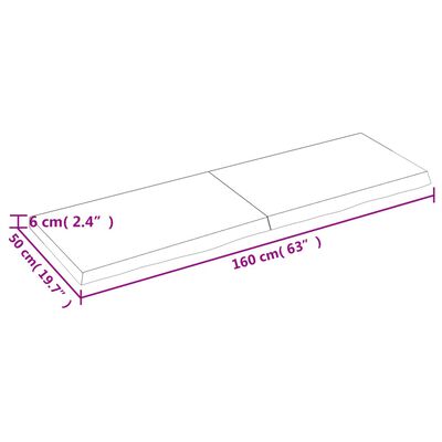 vidaXL kezeletlen tömör fa fürdőszobai pult 160x50x(2-6) cm