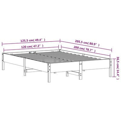 vidaXL fehér tömör fenyőfa ágy matrac nélkül 120 x 200 cm