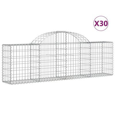 vidaXL 30 db íves horganyzott vas gabion kosár 200x30x60/80 cm