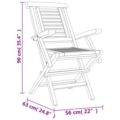 vidaXL 6 db tömör tíkfa összecsukható kerti szék 56 x 63 x 90 cm