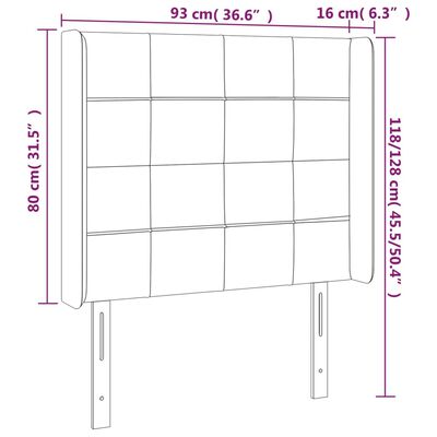 vidaXL fekete bársony LED-es fejtámla 93x16x118/128 cm