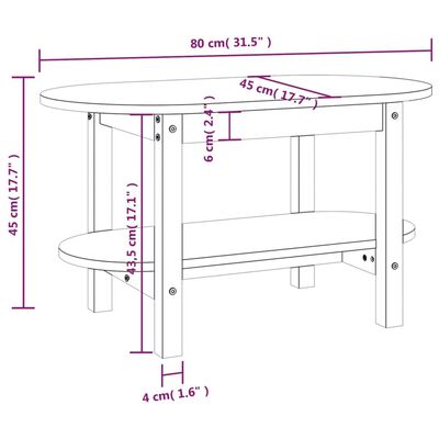 vidaXL fekete tömör fenyőfa dohányzóasztal 80 x 45 x 45 cm