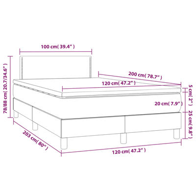 vidaXL fehér műbőr rugós ágy matraccal és LED-del 120x200 cm